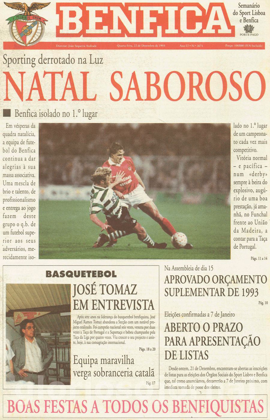 jornal o benfica 2671 1993-12-22